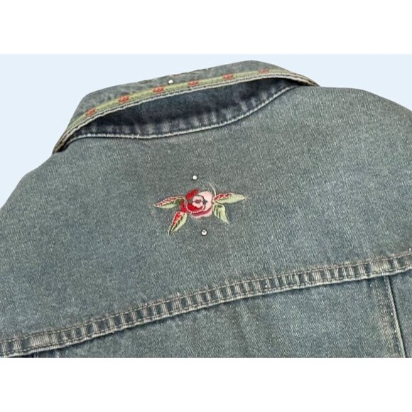 Vintage BILL BLASS 1990s Embroidered Denim Jacket Size Small - Picture 7 of 8